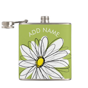 Trendig Daisy Blommigt Illustration - kalk och gul Fickplunta