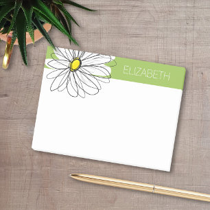 Trendig Daisy Blommigt Illustration - kalk och gul Post-it Block