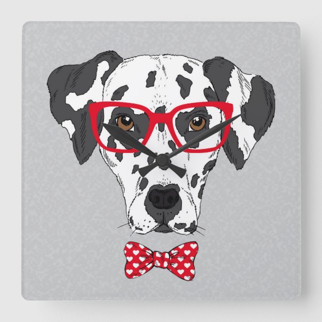 Trendig Dalmatian Fyrkantig Klocka (Framsida)