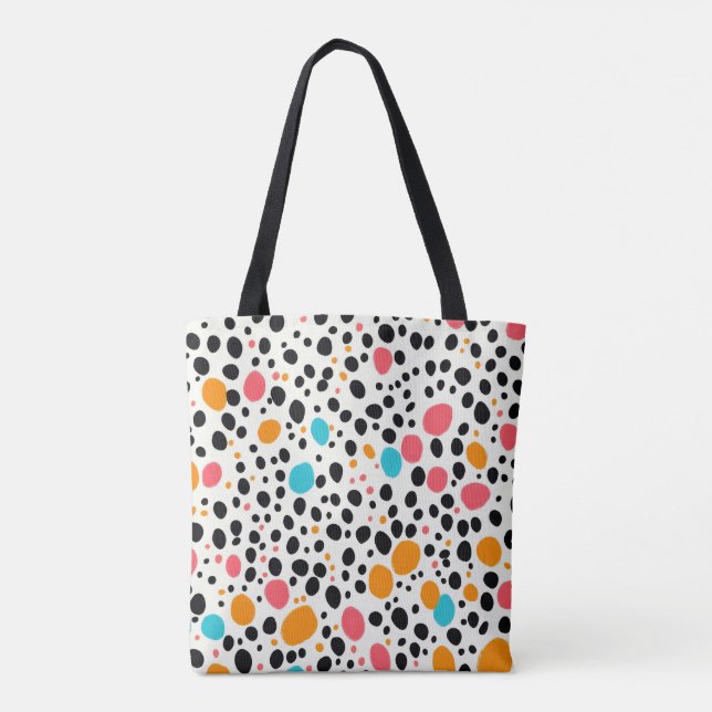 Trendig Dalmatian Print Tote Bag | Färgfull polka Tygkasse (Baksida)