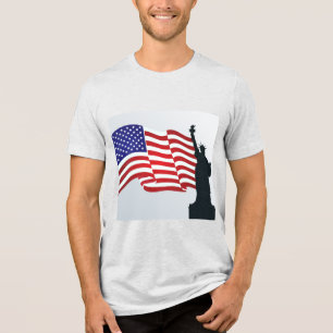 Trendig Dam Liberty och American Flagga T Shirt