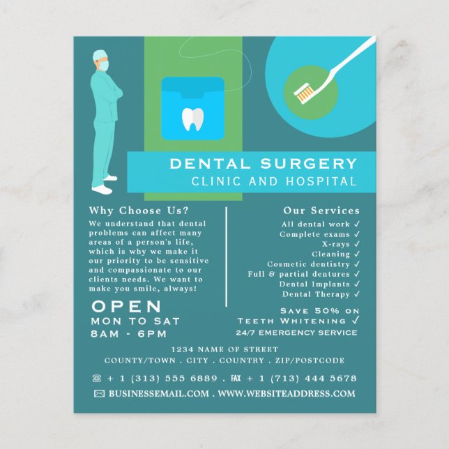 Trendig Dentist Design, Tandvård, Dentist Advert Flygblad (Framsidan)