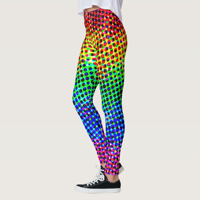 Trendig Disco Regnbågsfärg Gradient Pixels Party Leggings (Vänster)