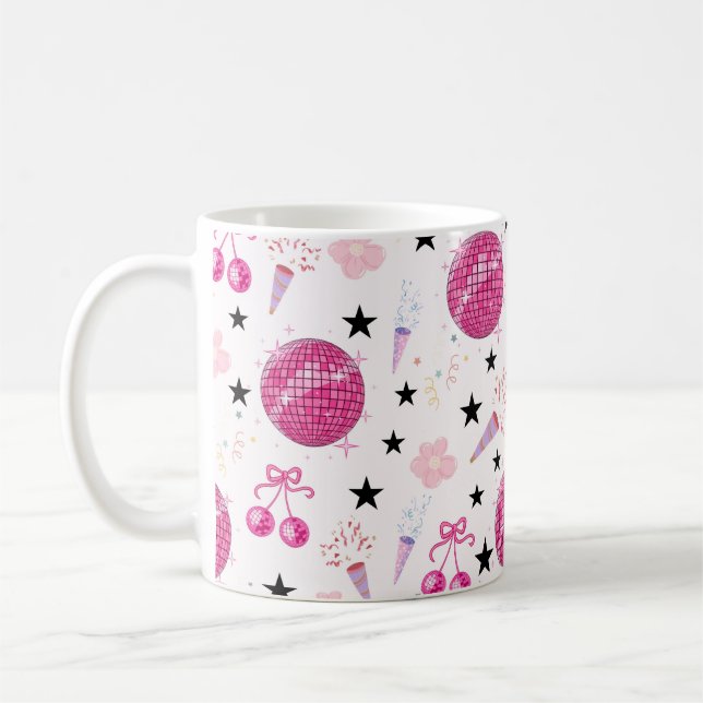 Trendig Discofirande Sömlös Mönster Kaffemugg (Vänster)