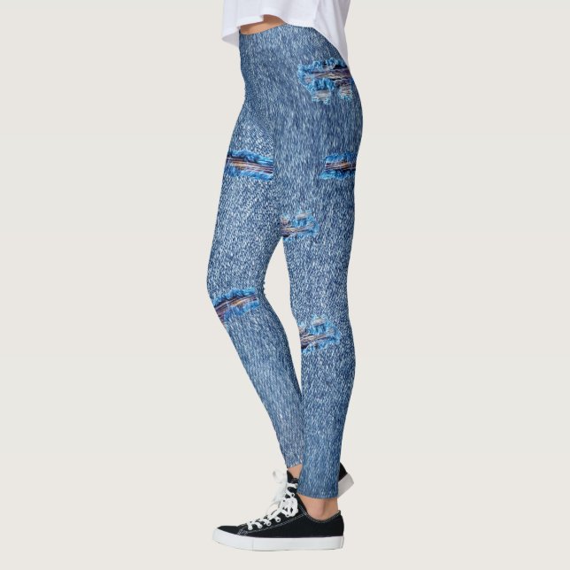 Trendig Distress look Denim Jeans Leggings (Vänster)
