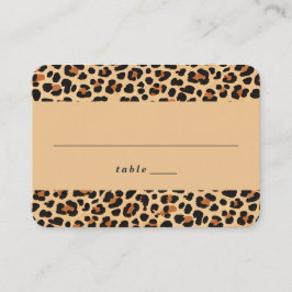 Trendig Djärv Brun och Beige Leopardsmink Mönster Placeringskort