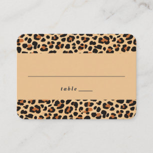 Trendig Djärv Brun och Beige Leopardsmink Mönster Placeringskort