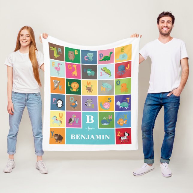 Trendig Djuralfabet Kids Room Baby Nursery Fleecefilt (På plats)