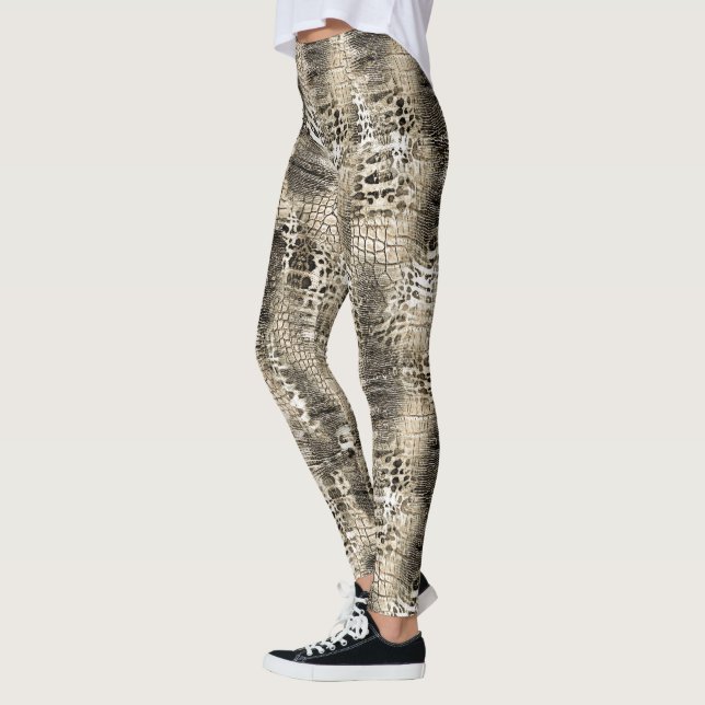 Trendig - djurtryck, Snakeskin Mönster Leggings (Vänster)