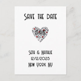 trendig doodle kärlek, svart, vit konst deka vykort