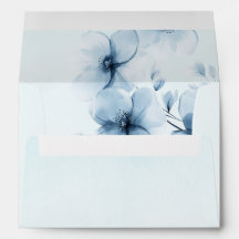 Trendig Elegant Blå Blommig Bröllopsinbjudan