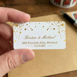 Trendig Elegant Faux Guld Glam Confetti Dots Adressetikett