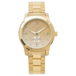 Trendig Elegant Glitter Monogram första Namn Armbandsur