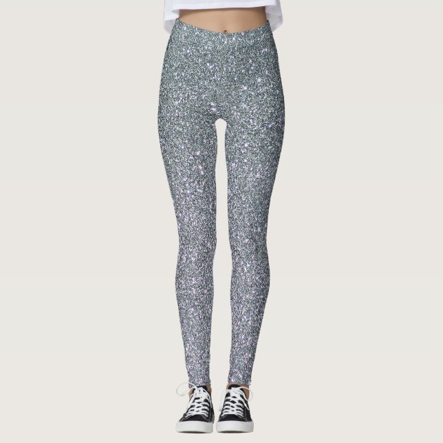 Trendig Elegant Grått Glitter Leggings (Framsida)