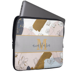 Trendig Elegant Guld Rosa Lilac Monogram Laptop Fodral