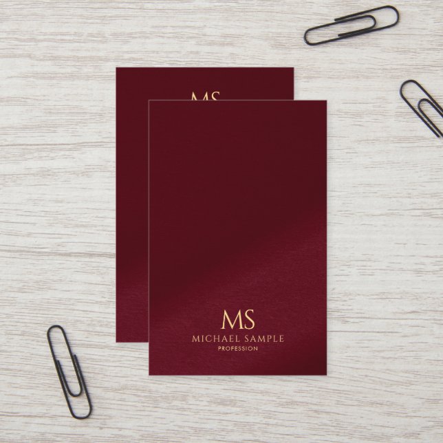 Trendig Elegant Guld Text Monogram Vertikal Euro Visitkort (Fram/Back In Situ)