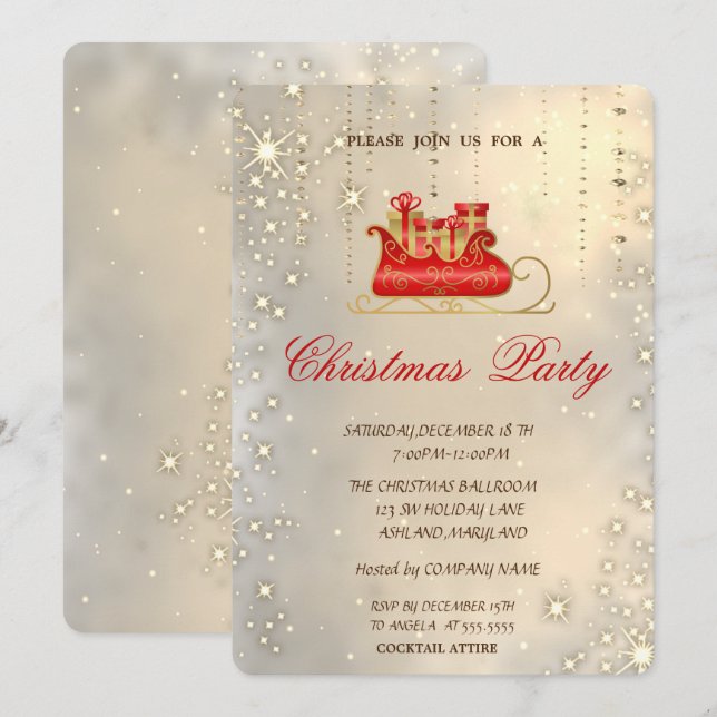 Trendig Elegant Julsläd, Julfest Inbjudningar (Fram/baksida)