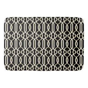 Trendig Elegant Lattice Trellis Mönster Black Whit Badrumsmatta
