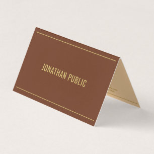 Trendig Elegant Mall Folding Guld Text Brun Visitkort