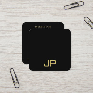 Trendig Elegant Mall Monogram Svart Och Guld Fyrkantigt Visitkort