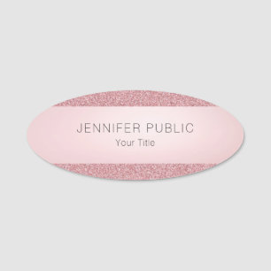 Trendig Elegant Mall Rose Guld Glitter Oval Namnbricka