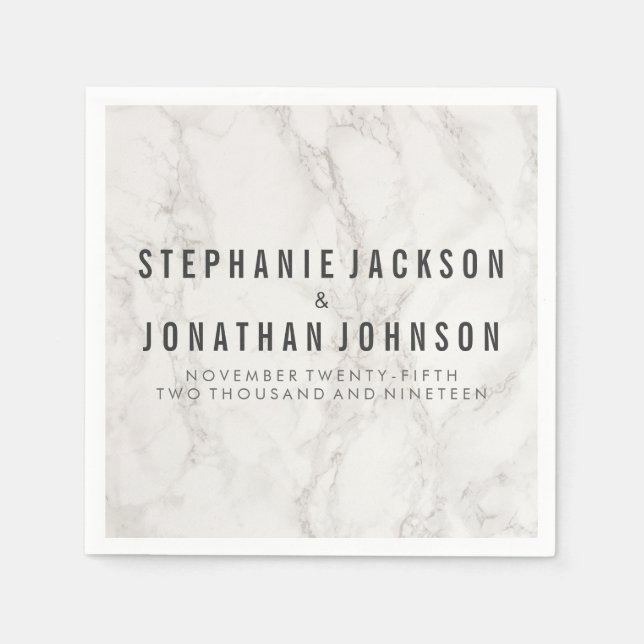 Trendig Elegant Marble Bröllop Firande Pappersservett (Framsidan)