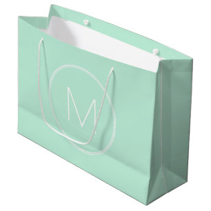 Trendig Elegant Mint Grönt Färg Monogram Modern