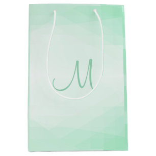 Trendig Elegant Mint Grönt Färg Monogram Modern