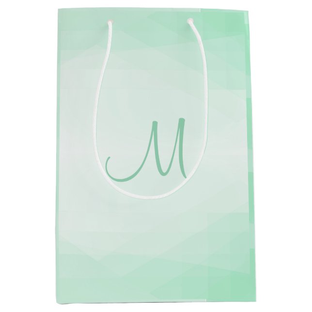 Trendig Elegant Mint Grönt Färg Monogram Modern (Framsidan)