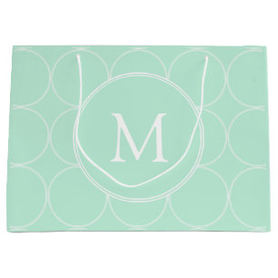Trendig Elegant Mint Grönt Färg Monogram Modern