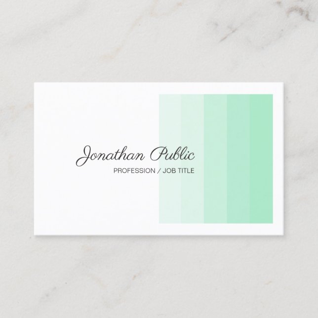 Trendig Elegant Mint Grönt White Calligraphy-skrip Visitkort (Framsida)