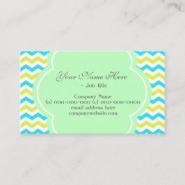 Trendig, elegant, modern blå och grön chevron visitkort