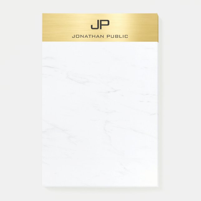 Trendig Elegant Modern enkel design Marble Guld Post-it Block (Framsida)