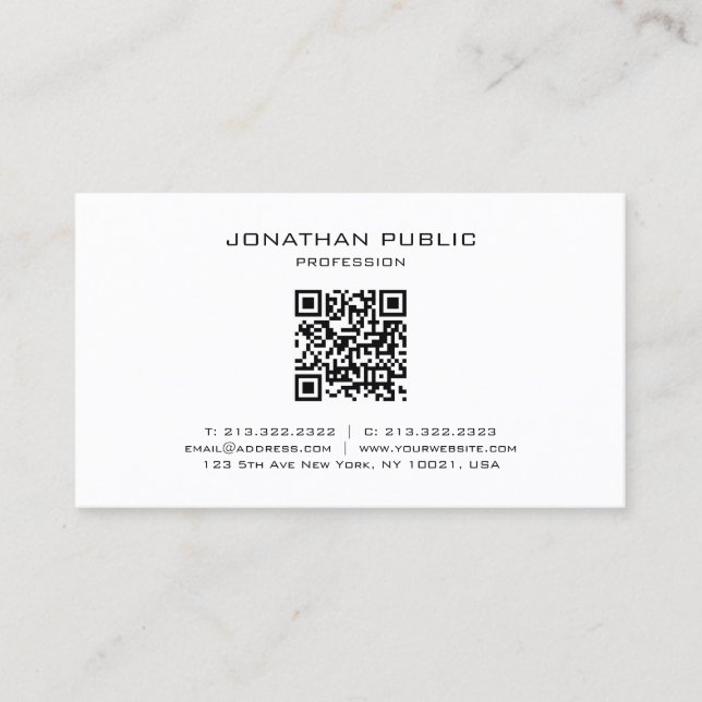 Trendig Elegant Modern Enkel QR-kodmall Visitkort (Framsida)