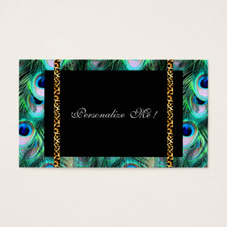 Trendig Elegant Modern Girly Peacock & Leopard Visitkort
