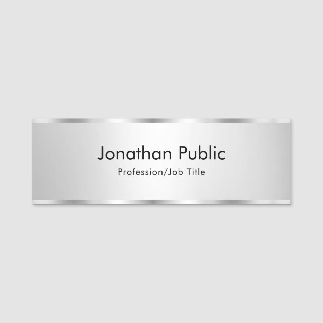 Trendig Elegant Modern mall Faux Silver Anpassning Namnbricka (Framsida)