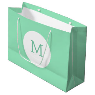 Trendig Elegant Modern Mint Grönt Färg Monogram