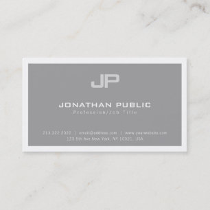 Trendig Elegant Modern Monogrammed Grått Plain Lux Visitkort