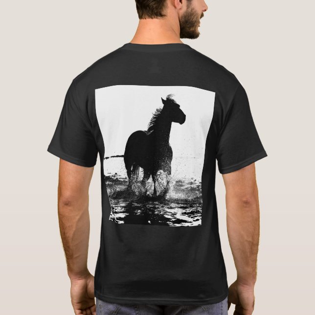 Trendig Elegant Modern Running Horse Pop Art T Shirt (Baksida)