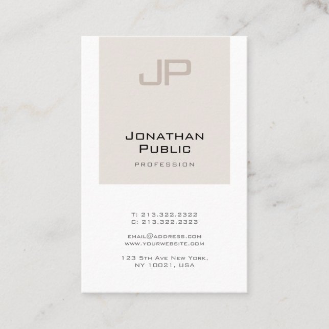 Trendig Elegant Monogram Design Simple Plain Luxe Visitkort (Framsida)