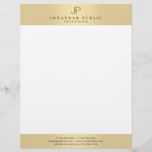Trendig Elegant Monogram Modern Glamour Falskt Gul Brevhuvud