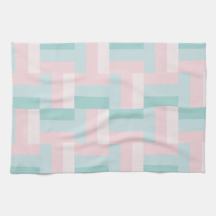Trendig Elegant Rosa Blue Grönt Pastel Färg Kökshandduk