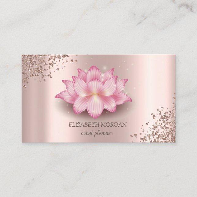 Trendig Elegant Roséguld Diamanter Lotus Visitkort (Framsida)