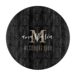 Trendig Elegant, svart, monogramrunda