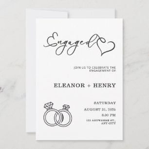 Trendig Elegant Svart och Vitt minimalistisk Inbjudningar