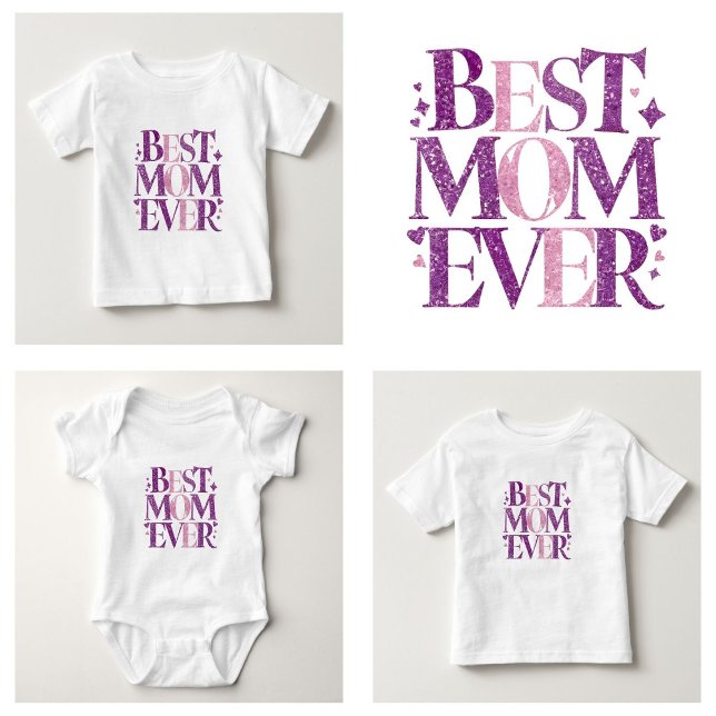 Trendig Elegant Världens Bästa Mamma T Shirt (best mom ever Baby T-Shirt Trendy Typography)