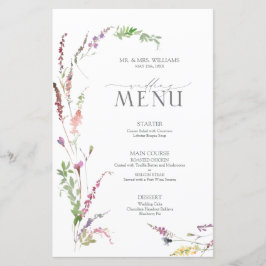 Trendig Elegant Wildblomme Blommigt Bröllop Menu