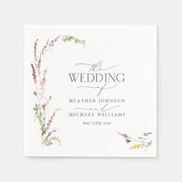 Trendig Elegant Wildblomme Blommigt Bröllop Pappersservett