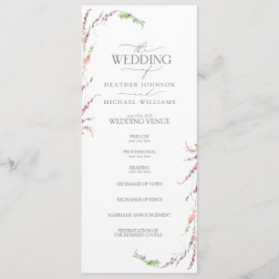 Trendig Elegant Wildblomme Blommigt Bröllop Program