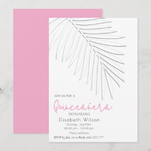 Trendig Embossed handflatan minimalistskript Quinc Inbjudningar